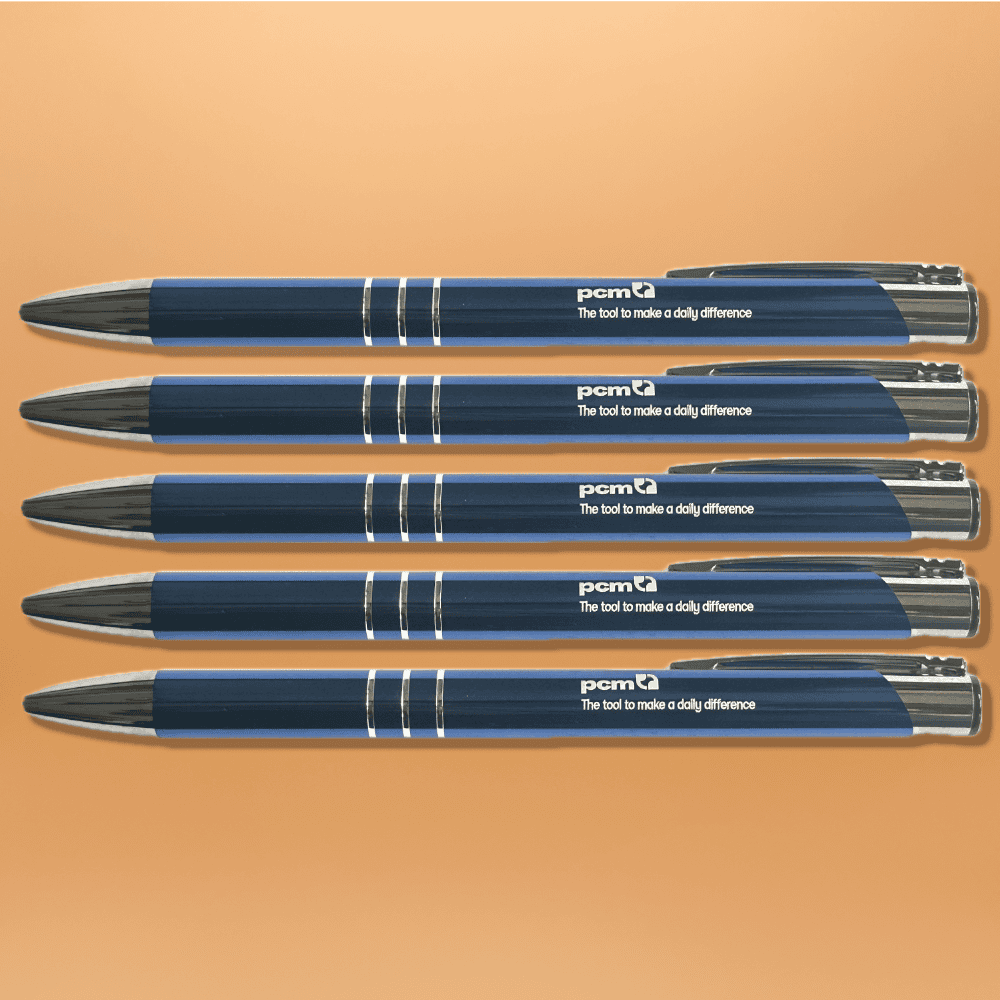 PCM-Kugelschreiber Blau aus Metall (10er Pack) – Bild 1
